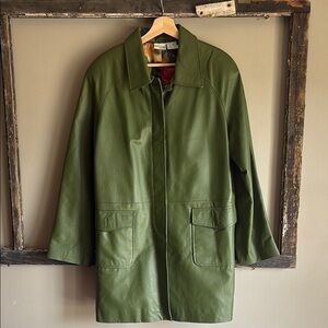 Women’s Vintage Green Genuine Leather Jacket Size L